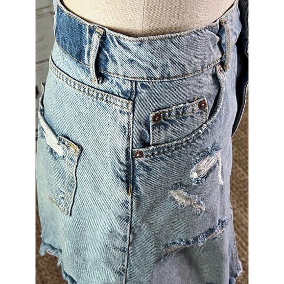 Anthropologie Destroyed Denim Mini Skirt 14 - Picture 4 of 12